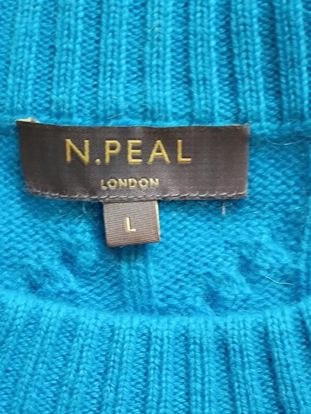 Cashmere 100% Organic Cashmere By N. Peal London Cable Knit Sweater sz L - Picture 4 of 7